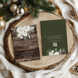 Convite Casamento RSVP do Código QR do Pinho de inverno El