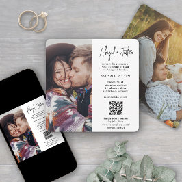 Convite Casamento RSVP QR Tudo-em-Um com 2 Fotos Minimal M
