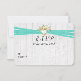 Convite Casamento RSVP Ribbon Heart