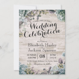 Convite Casamento Russo Aquarela Floral e Madeira Botânica