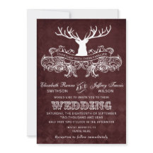 Casamento Russo Burgundy Antler Deer Woodland