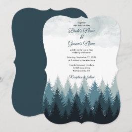 Convite Casamento Russo da Floresta de Aquarela Pine Tree