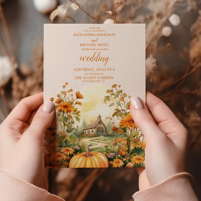 Convite Casamento Russo De Abóbora Floral (Criador carregado)