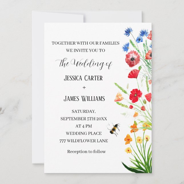 Convite Casamento Russo de Boho Boho Floral (Frente)