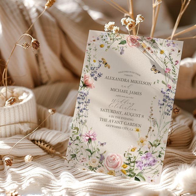 Convite Casamento Russo de Casamento de Flores Selvagens (Criador carregado)