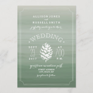 Convite Casamento Russo de Cor Verde e Pine Cone