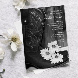 Convite Casamento Russo de Cowboy Boots and Daisies Wester