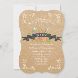 Convite Casamento Russo de Deer Antler Wildflower