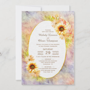 Convite Casamento Russo de Flor de Girassol Dourado
