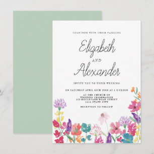 Convite Casamento russo de flores silvestres prensadas no 