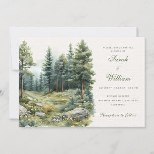 Convite Casamento russo de floresta verde de verão
