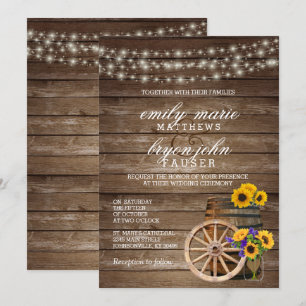 Convite Casamento Russo de Madeira com Girassóis