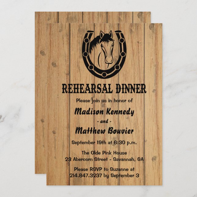 Convite Casamento Russo de Madeira de Cavalo Jante no Ensa (Frente/Verso)