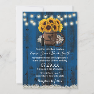 Convite Casamento Russo de Madeira de Dourada Marinho Azul