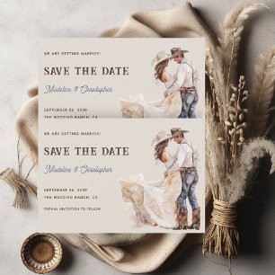 Convite Casamento Russo de Ranch Ocidental Salva a Data