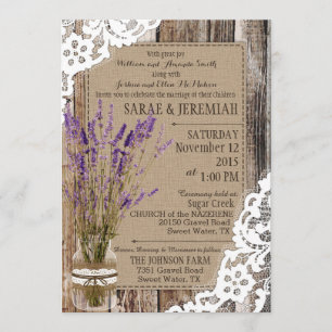 Convite Casamento Russo de rendas de madeira lavanda