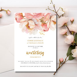 Convite Casamento russo de rosa floral de aquarela