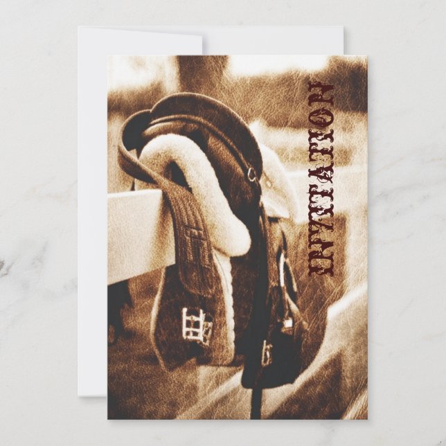 Convite Casamento russo de sela de cavalo de cowboy oeste (Frente)