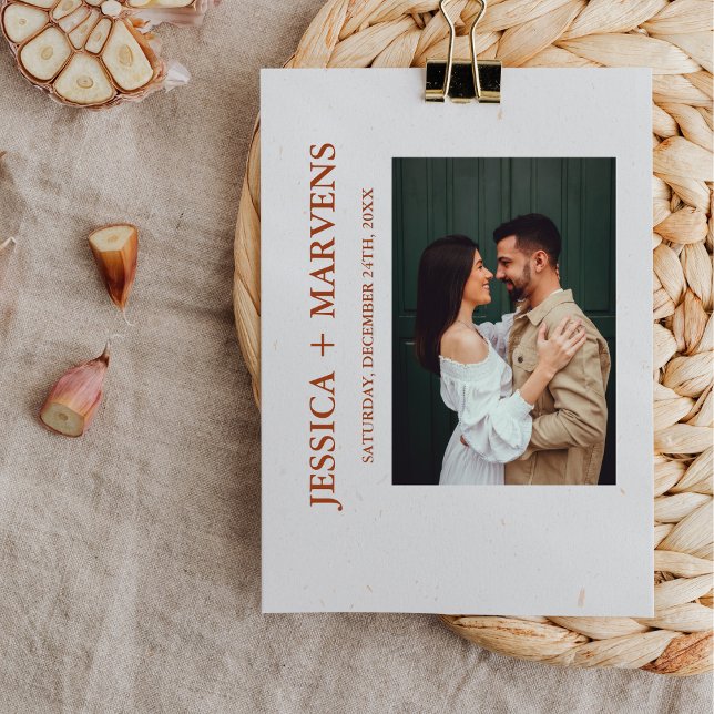 Convite Casamento Russo de Terracotta Laranja Queimado (Criador carregado)