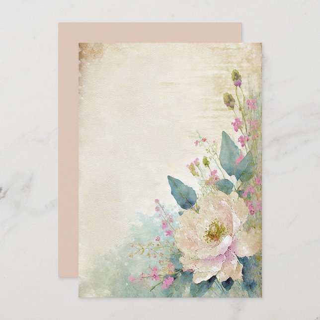 Convite Casamento russo de vazio de rosa (Frente/Verso)