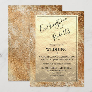 Convite Casamento Russo de Vintage com Script Dourado Eleg