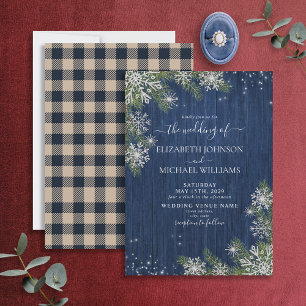 Convite Casamento Russo de Xadrez de Madeira Silver Winter