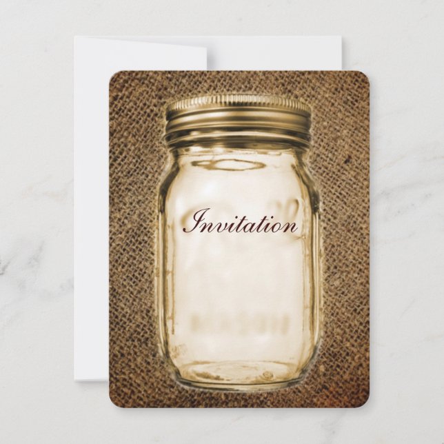 Convite Casamento russo do campo oeste de Mason jar burlap (Frente)