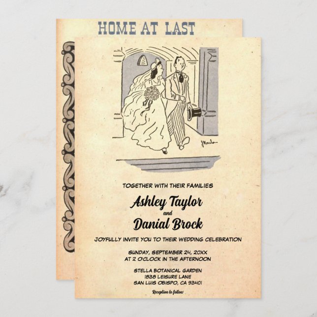 Convite Casamento Russo do Casal Retro Recem casados Vinta (Frente/Verso)