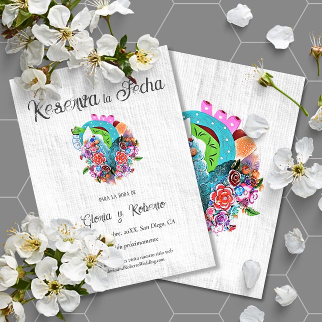 Convite Casamento Russo do Coração Mexicano Espanhol Salva (Criador carregado)