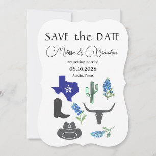 Convite Casamento Russo do Texas Floral Azul