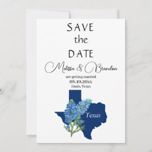 Convite Casamento Russo do Texas Floral Azul