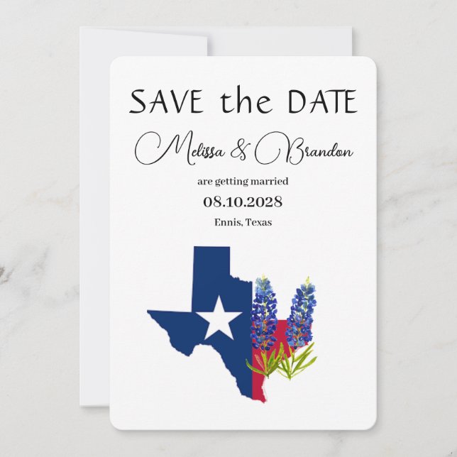 Convite Casamento Russo do Texas Floral Azul (Frente)