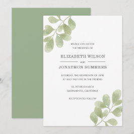Convite Casamento Russo Elegante De Aquarela Verde