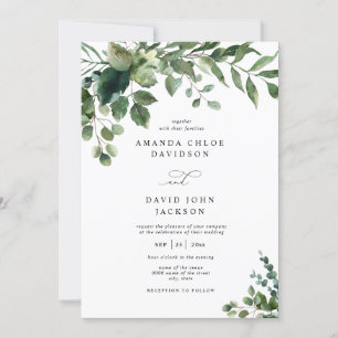 Convite Casamento Russo Elegante Eucalyptus Foliage
