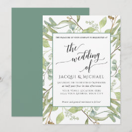 Convite Casamento Russo Eucalyptus Foliage Watercolor