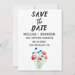 Convite Casamento Russo Floral de Cornflower Poppies Verme