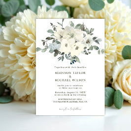 Convite Casamento Russo Floral de Ivory Watercolor