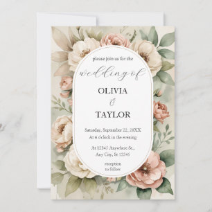 Convite Casamento Russo Floral de Watercolor Boho