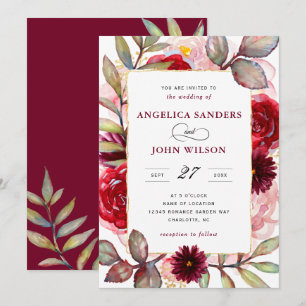 Convite Casamento Russo Floral Elegante De Aquarela