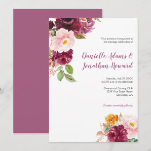 Convite Casamento Russo Mauve-Amarelo Saffron 
