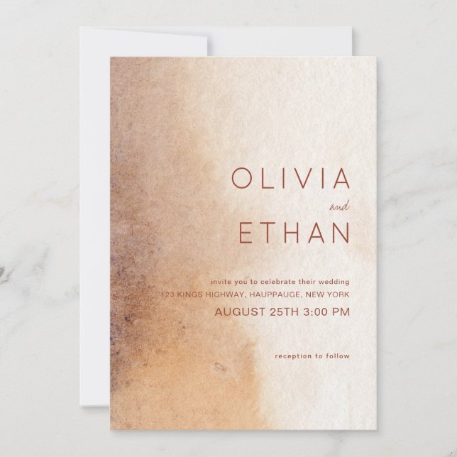 Convite Casamento Russo Minimalista de Aquarela  (Frente)