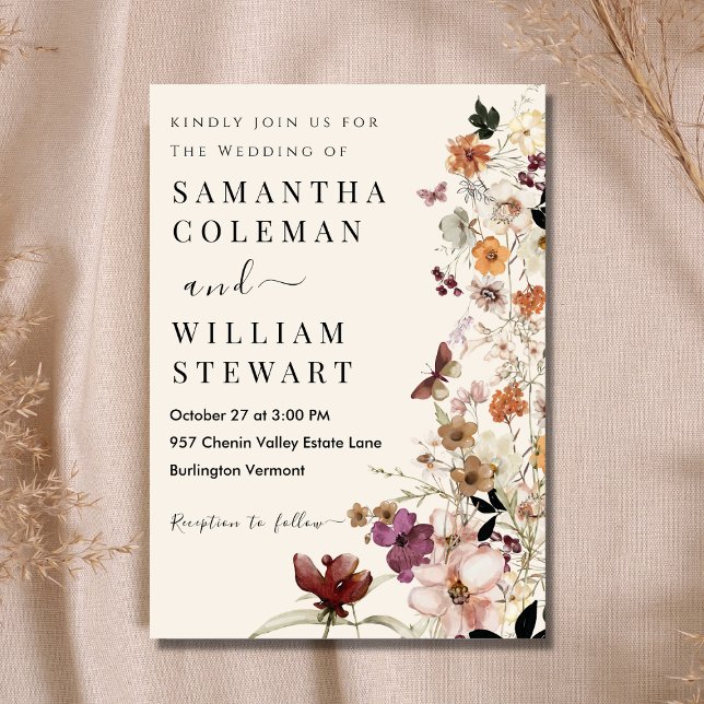 Convite Casamento Russo Moderno Elegante Boho Wildflower (Criador carregado)