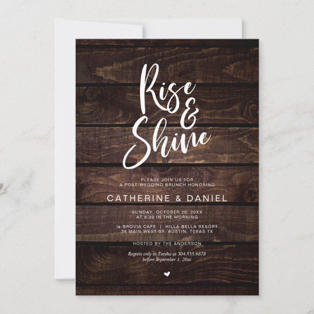 Convite Casamento russo Poste Brunch, Rise e Shine (Frente)