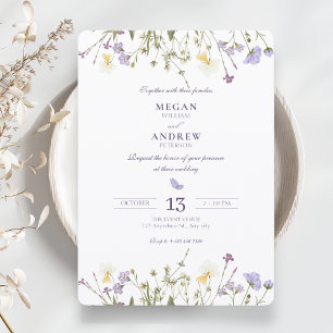 Convite Casamento Russo Roxo de Flores Selvagens