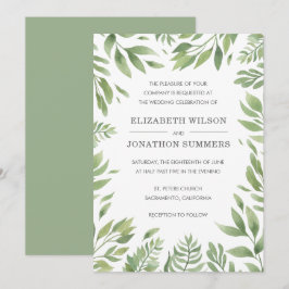 Convite Casamento Russo Simples e Moderno Verde Elegante