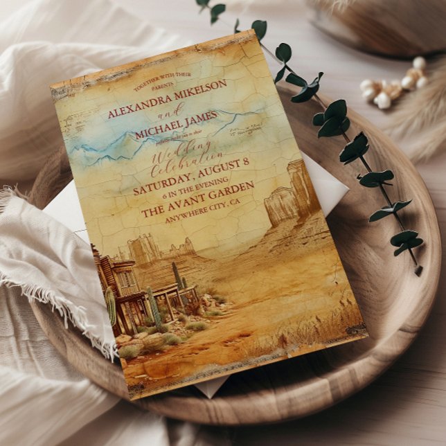 Convite Casamento Russo Vintage Western Cowboy (Criador carregado)