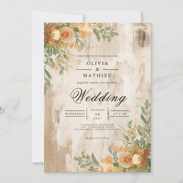 Convite Casamento Rustic Amber Floral Arch (Frente)