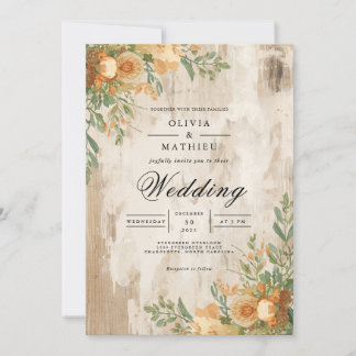 Convite Casamento Rustic Amber Floral Arch