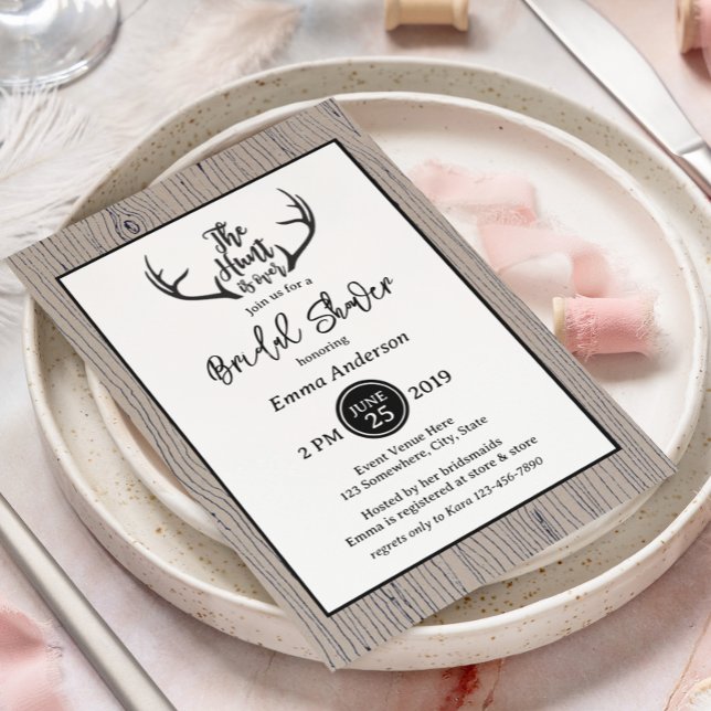 Convite Casamento Rustic Antler Barnwood (Criador carregado)