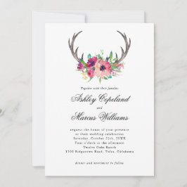 Convite Casamento Rustic Antlers Boho Floral Allure